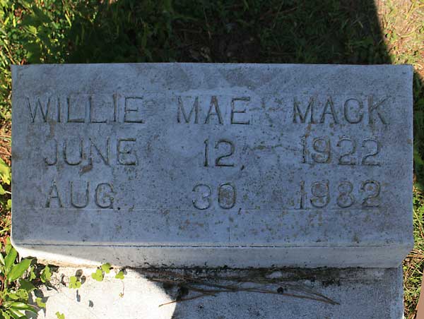 Willie Mae Mack Gravestone Photo