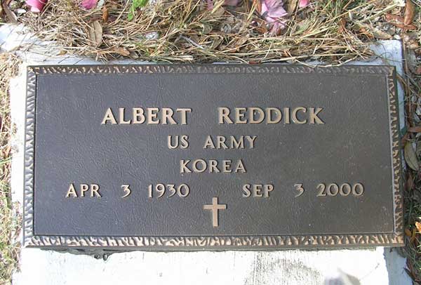 Albert Reddick Gravestone Photo