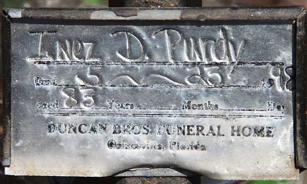 Inez D. Purdy Gravestone Photo