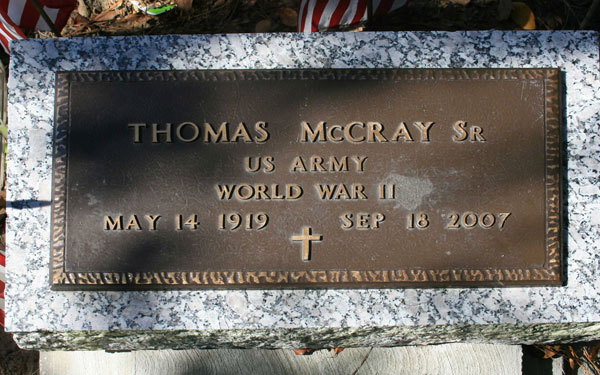 THOMAS McCRAY Gravestone Photo