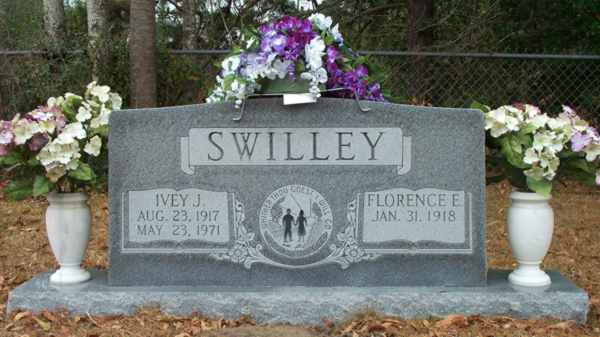 Ivey J. & Florence E. Swilley Gravestone Photo