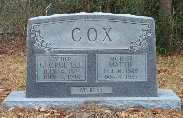 George Lee & Mattie Cox Gravestone Photo