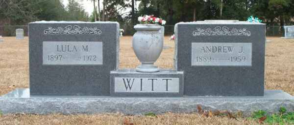 Lula M. & Andrew J. Witt Gravestone Photo