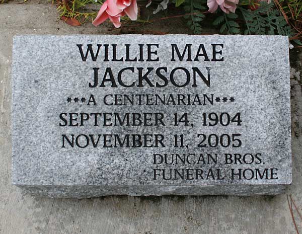 Willie Mae Jackson Gravestone Photo