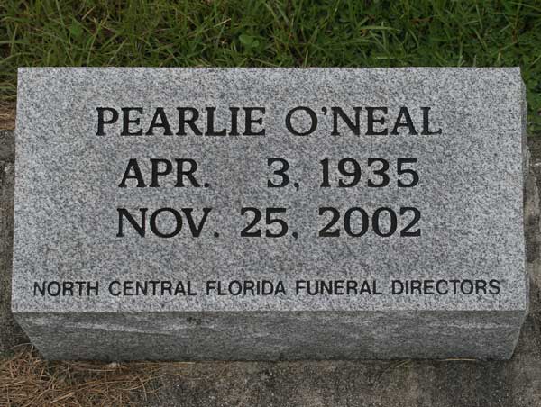Pearlie O'Neal Gravestone Photo