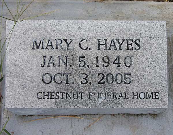 Mary C. Hayes Gravestone Photo