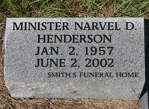 Minister Narvel D. Henderson Gravestone Photo
