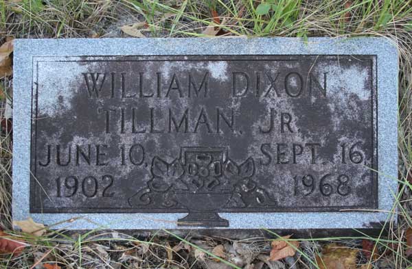 William Dixon Tillman Gravestone Photo