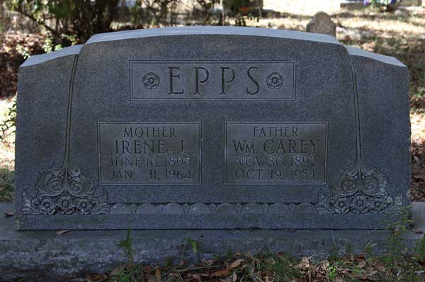 Irene J. & Wm. Carey Epps Gravestone Photo