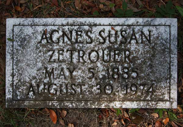 Agnes Susan Zetrouer Gravestone Photo