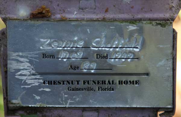 Zennie Sheffield Gravestone Photo
