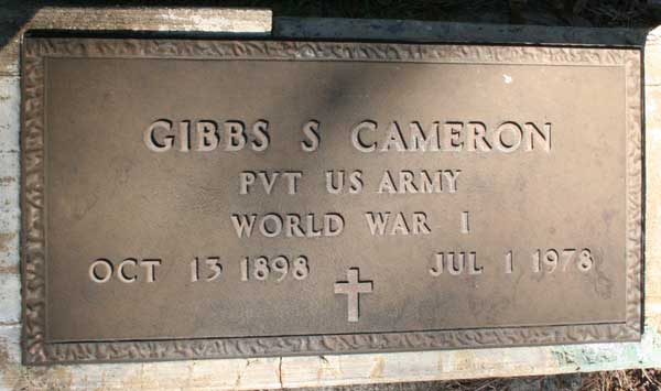 Gibbs S. Cameron Gravestone Photo