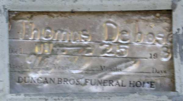 Thomas Debose Gravestone Photo