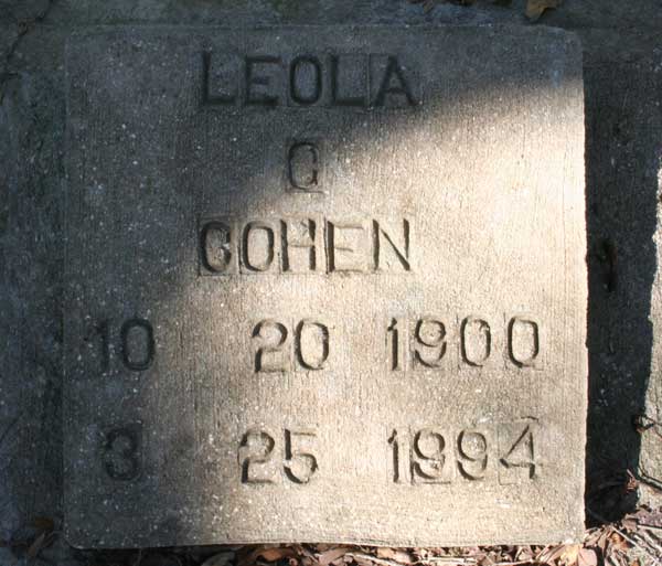 Leola C. Cohen Gravestone Photo