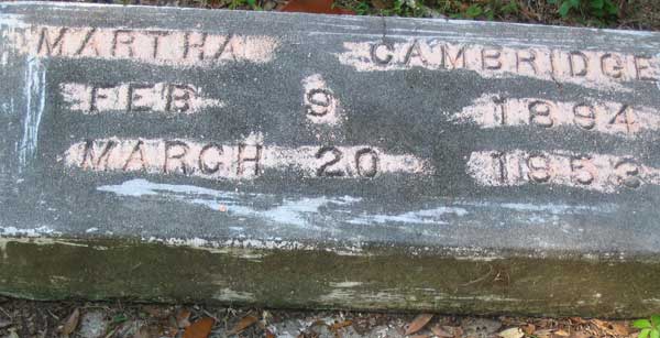 Martha Cambridge Gravestone Photo