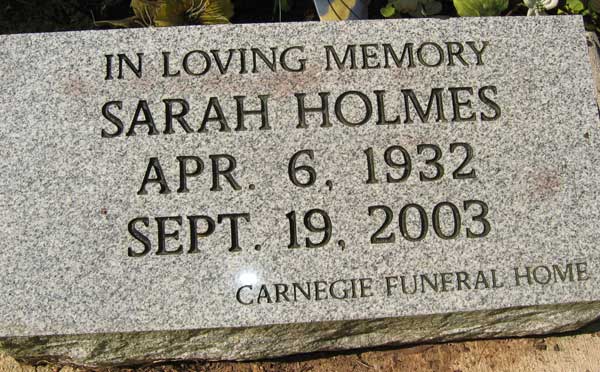 Sarah Holmes Gravestone Photo