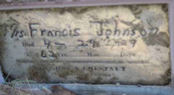 Francis Johnson Gravestone Photo