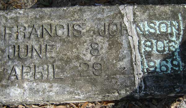 Francis Johnson Gravestone Photo