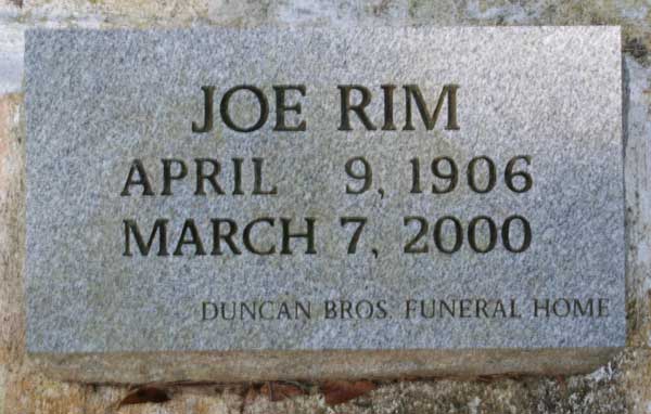Joe Rim Gravestone Photo
