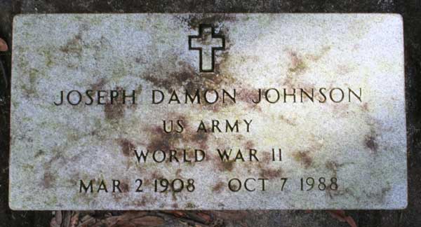 Joseph Damon Johnson Gravestone Photo