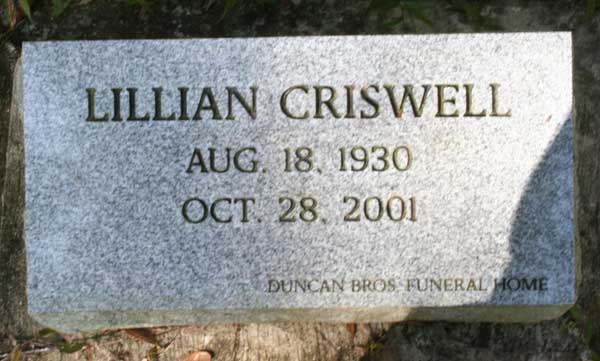 Lillian Criswell Gravestone Photo