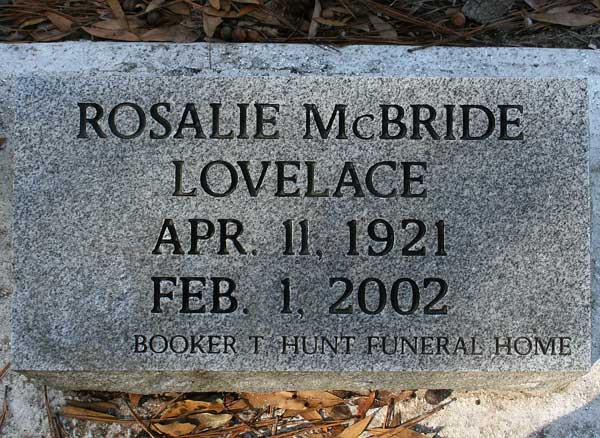 Rosalie McBride Lovelace Gravestone Photo