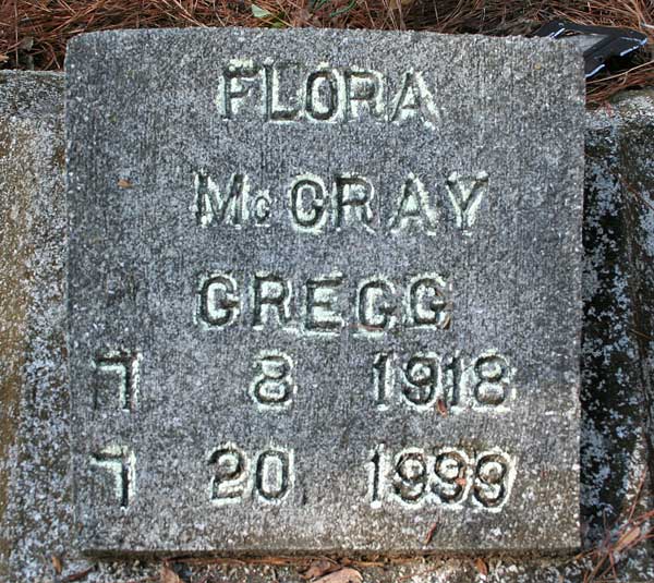 Flora McCray Gregg Gravestone Photo