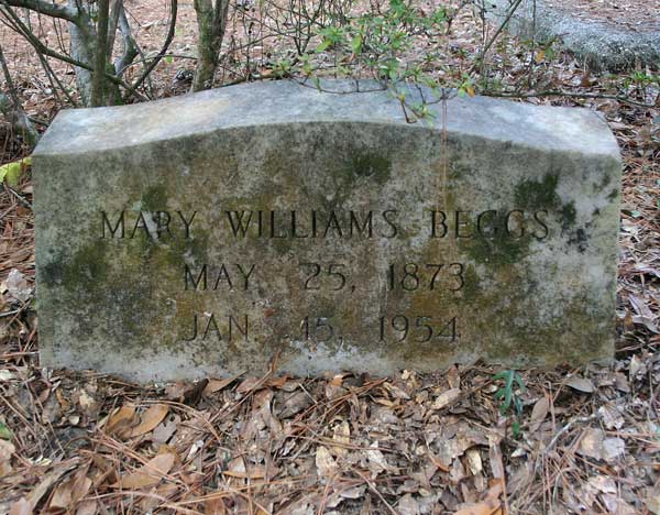 Mary Williams Beggs Gravestone Photo