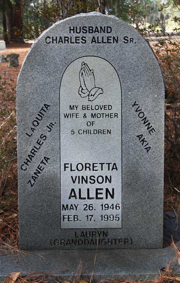 Floretta Vinson Allen Gravestone Photo