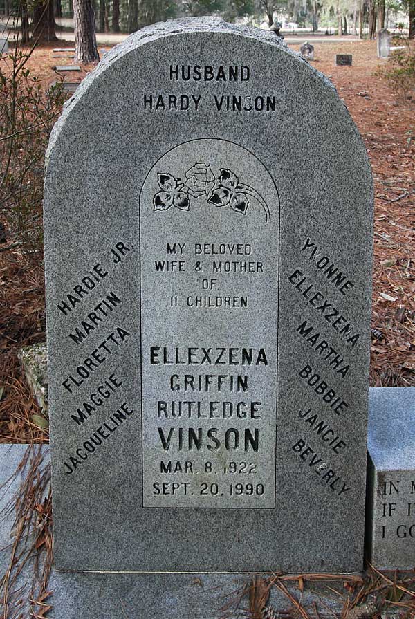 Ellexzena Griffin Rutledge Vinson Gravestone Photo