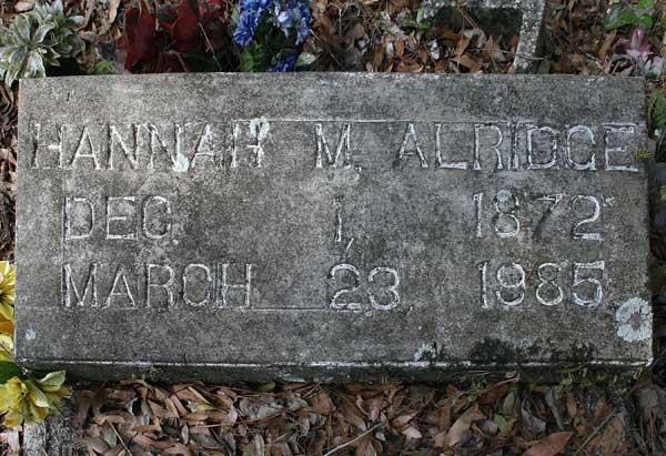 Hannah M. Alridge Gravestone Photo