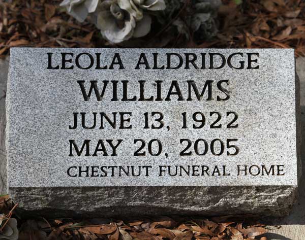 Leola Aldridge Williams Gravestone Photo