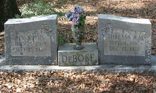 Rev. Rufus & Threasa R.M. DeBose Gravestone Photo