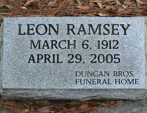 Leon Ramsey Gravestone Photo