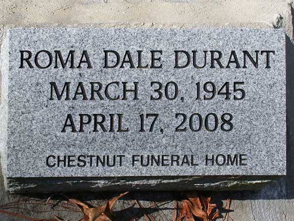Roma Dale Durant Gravestone Photo