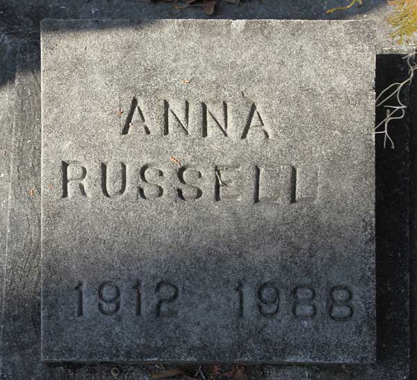 Anna Russell Gravestone Photo