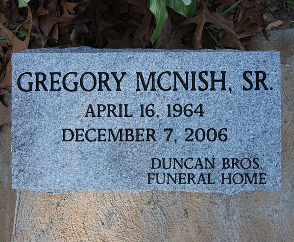 Gregory McNish Gravestone Photo