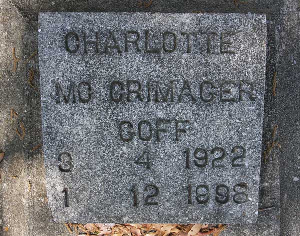 Charlotte McGrimager Goff Gravestone Photo