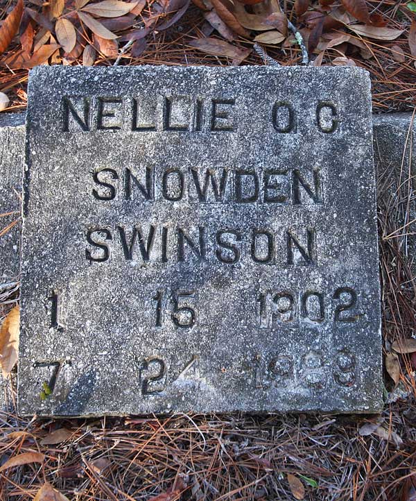 Nellie OC Snowden Swinson Gravestone Photo
