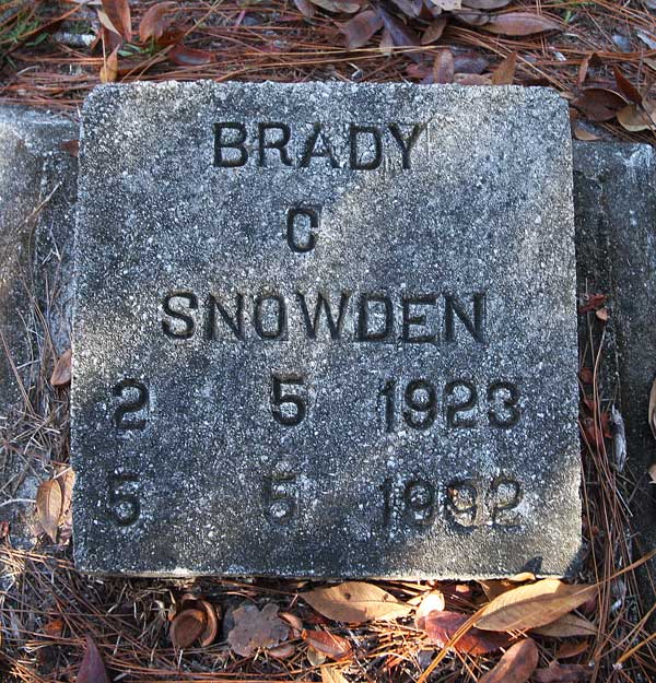 Brady C Snowden Gravestone Photo