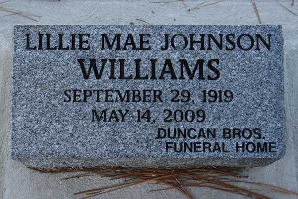 Lillie Mae Johnson Williams Gravestone Photo