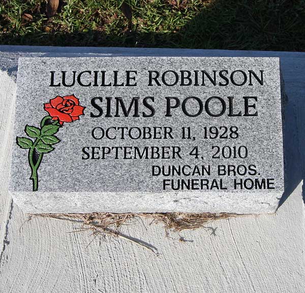 Lucille Robinson Sims Poole Gravestone Photo