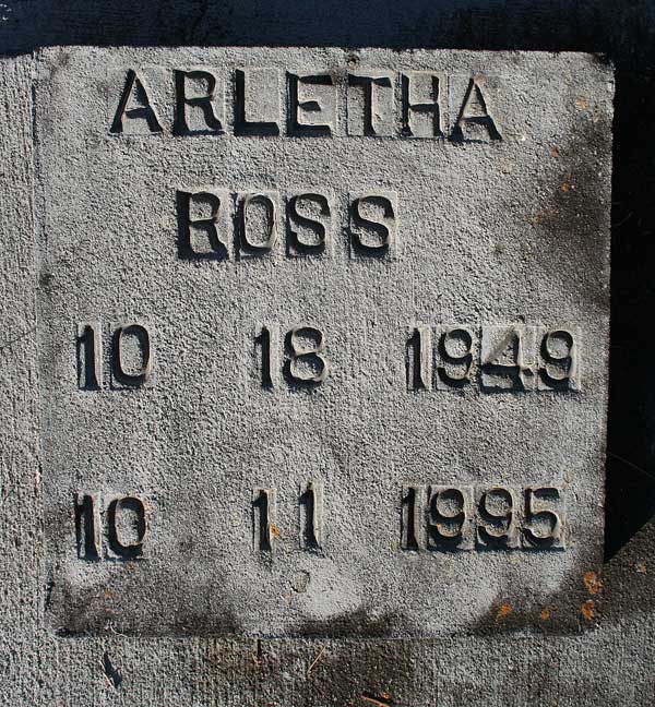 Arletha Ross Gravestone Photo