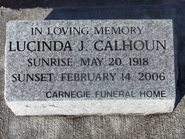 Lucinda J. Calhoun Gravestone Photo