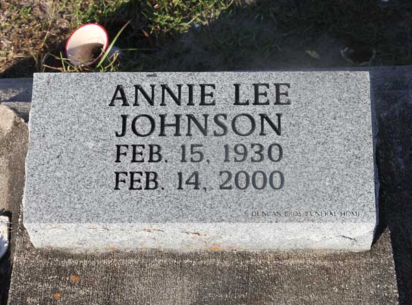 Annie Lee Johnson Gravestone Photo