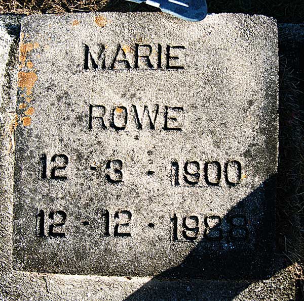 Marie Rowe Gravestone Photo