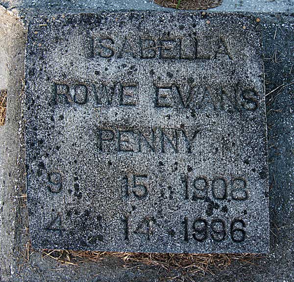 Isabella Rowe Evans Penny Gravestone Photo