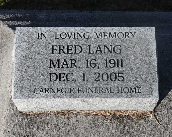 Fred Lang Gravestone Photo