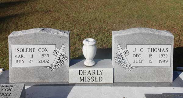 Isolene & J.C. Cox & Thomas Gravestone Photo