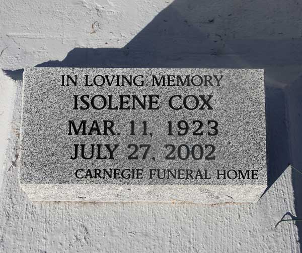 Isolene Cox Gravestone Photo